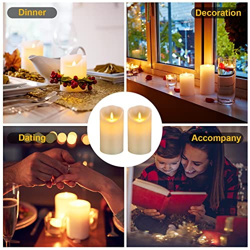 Vickiss Flameless Candles Battery Operated Candles Ivory Real Wax Pillar LED Candles with 10-Key Remote and Cycling 24 Hours Timer (2 Pack - 3.25\