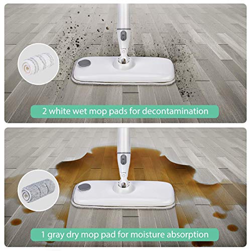 Homitt Upgraded Spray Mop for Hardwood Floor Cleaning, 360 Degree Rotation Dry and Wet Mop with 350 ml Water Tank for Cleaning Floor and Tile, 3 Washable and Reusable Microfiber Floor Mop Pads