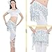 MUNAFIE Women's Belly Dance Hip Scarf Performance Outfits Skirt Festival Clothing Silver,One Size