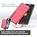 tzumi Mini Portable Battery Charger - 6,000mAh With Built-in AC Plug & Micro USB Cable iPhone, Android - Pocket Juice - Pink
