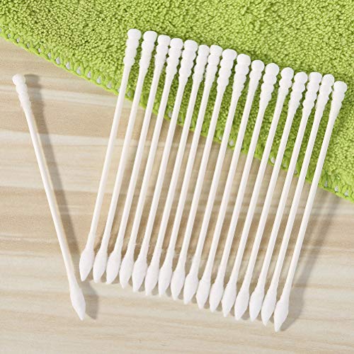 Lameila 200pcs Thin Shaft Cotton Swabs for Baby Ear Nose Clean 100% Cotton Double Tipped White Natural Paper Sticks Multipurpose Cotton Buds Cleaning Sterile Sticks
