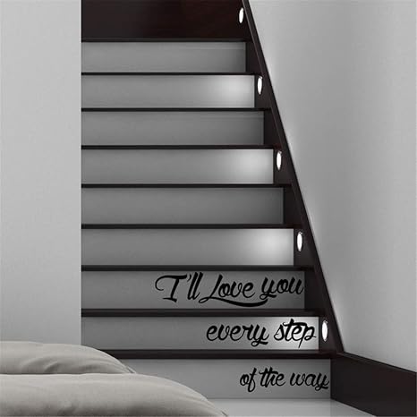 Amazon Com Paecui Vinyl Wall Decals Quotes Sayings Words Art Deco Lettering Inspirational I Ll Love Every Step Of The Way For Stairs Home Kitchen