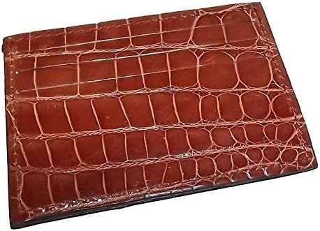 Baglioni Italia Men's Genuine Crocodile Front Pocket Card Case Wallet Tan