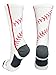 MadSportsStuff Baseball Socks with Stitches in Crew Length (White/Red, Small)