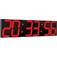 CHKOSDA Digital Wall Clock, Oversize Led Digital Clock with Auto Dimmer, Huge Countdown Timer with Remote Control, 27" Wide Led Display, 6 Digits, Wall Mount, Date and Temperature (Red)