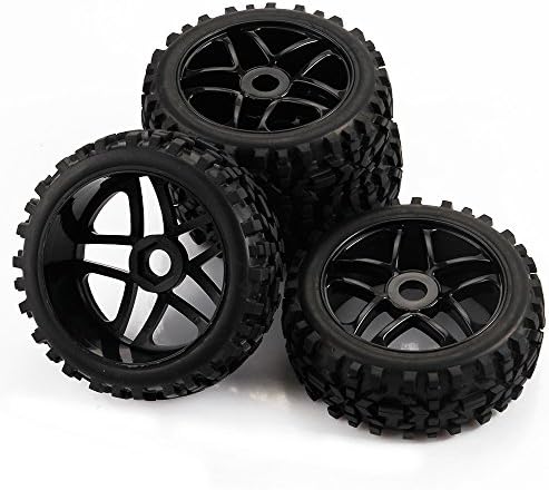 SkyQ 4pcs RC 1/8 Scale Off Road Car Buggy RC Tires Tyre and Wheels for Redcat HSP HPI Black
