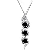 Lvoryance Round Cut 5 MM Birthstone Necklace 925 Sterling Silver Three Birthstone Pendant Necklace with 18+2 inch Chain for Anniversary Women Gifts (Gift Box)