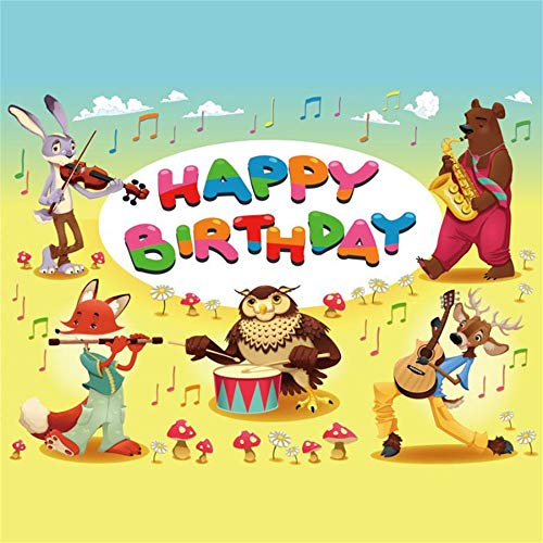 Ofila Happy Birthday Backdrop 6x6ft Music Theme Birthday