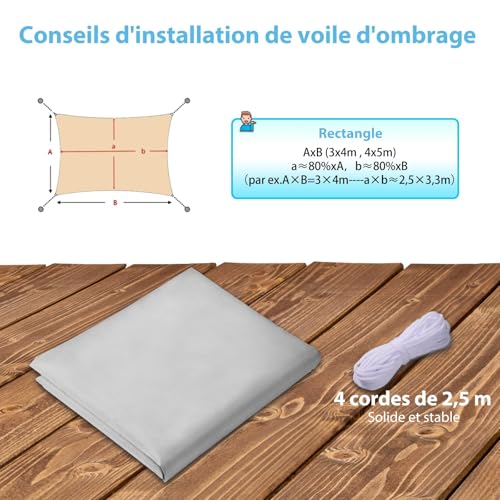 CIXMUS 4 x 4 m Waterproof & Anti-UV Sun Shade Sail Awning 420D Oxford Fabric Thick Weather Resistant for Garden and Patio
