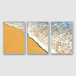 Framed Canvas Wall Art for Living Room, Bedroom Ocean Sea Beach Canvas Prints for Modern Home Decoration Ready to Hang - 16"x24"x3 Panels