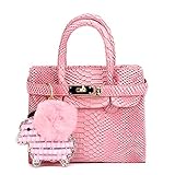 CMK Trendy Kids Colorful Python Grain Kids Crossbody Handbags for Girls With Little Rhinestone Sheep (80013_Pink)