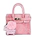 CMK Trendy Kids Colorful Python Grain Kids Crossbody Handbags for Girls with Little Rhinestone Sheep (80013_Pink)