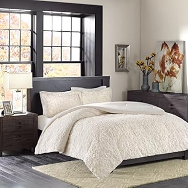 Madison Park Bismarck Full/Queen Size Bed Comforter Set - Ivory, Embroidered Medallion –