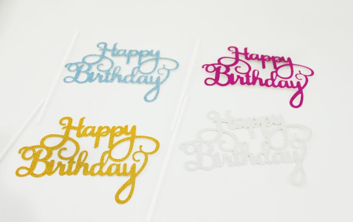 Amazon Naissant ケーキデコレーション 用品 誕生日装飾 ケーキ挿入カード Happy Birthdayの文字 ケーキトッパー 4色 合計 個セット デコレーションツール オンライン通販
