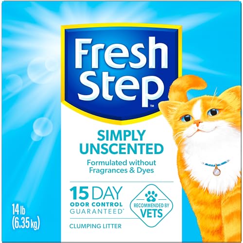 FRESH STEP SIMPLY UNSCENTED CLUMPING LITTER, FRESH STEP UNSCENTED CAT LITTER WITH ACTIVATED CHARCOAL TECHNOLOGY, 14 LB. BOX