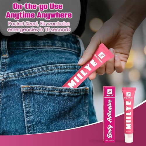 Body Adhesive Glue for Clothes 20ml, Sweat Proof, Water Wash Off Skin Adhesive, Fabric-Safe Liquid Fashion Glue Tape for Dancers, Women Bras, Wigs, Stockings
