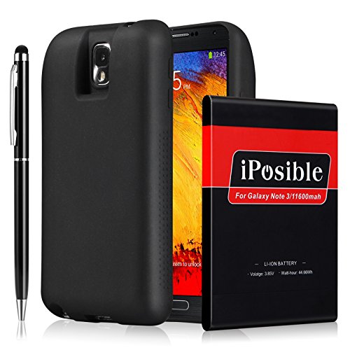 Galaxy Note 3 Battery iPosible [11600mAh] Extended Battery with NFC & Google Wallet+Protection Cover(More Than 3X Extra Battery Power)for Samsung Galaxy Note 3 [24 Month Warranty & 2 in 1 Stylus]