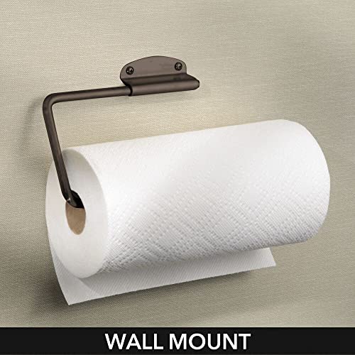 mDesign Metal Wall Mount Paper Towel Holder & Dispenser, Mounts to