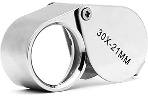 QiCheng&LYS Jeweler Pocket Loupe Magnifier, 30X Glass Lens Magnifying Glass for Jewelry, Coins, Stamps,Antiques and More (Silver)…