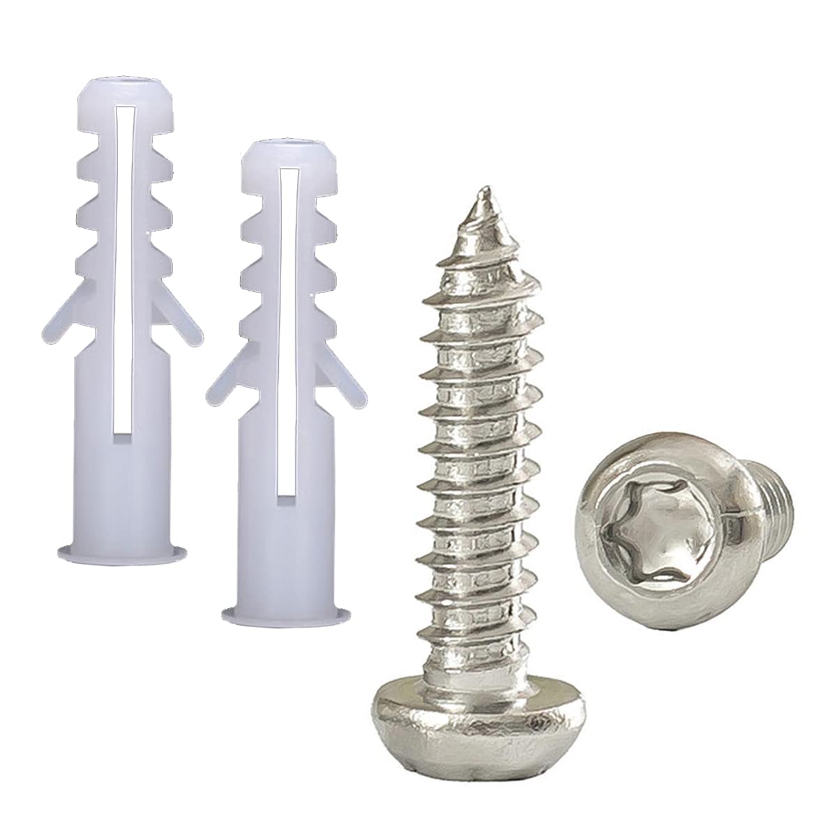 Qrity 50 Pieces Screws and Wall Plugs Set, M3.5 x 25mm Wall Fixing Torx Screw, Plastic Wall Anchors and Screws for Shelves, Lamps, Sockets, Mirror Hanging