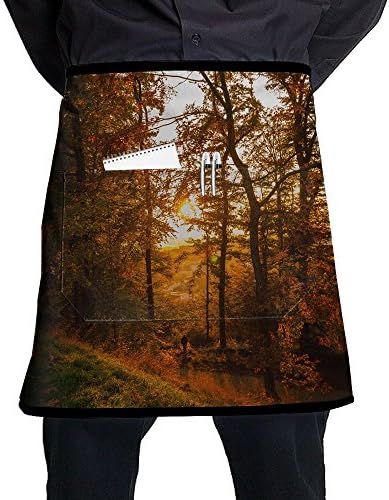 Apron, Stain Resistant Bib Apron With Pocket, Cooking Kitchen Aprons For Women Men Chef, Kitchen Accessories Sunset Fall Leaves