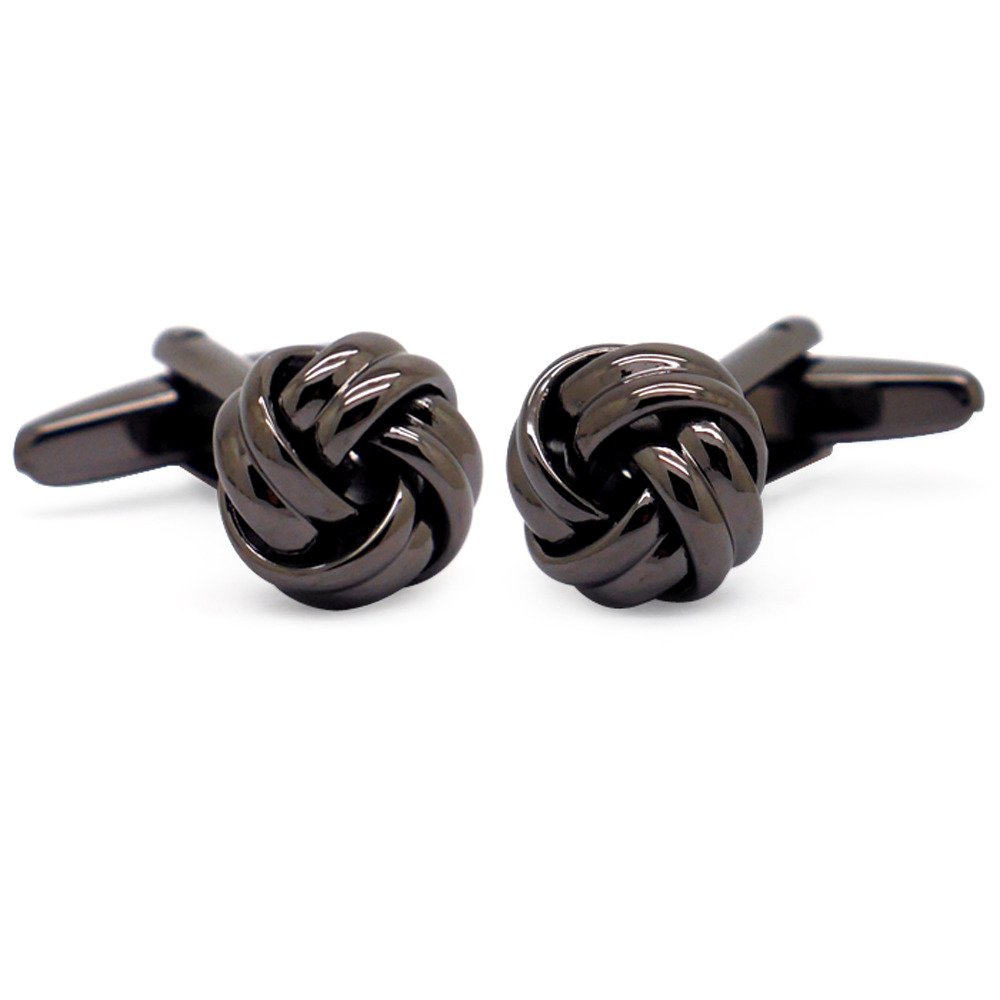 HONEY BEAR Knot Cufflinks for Men's Shirt Wedding Business Black