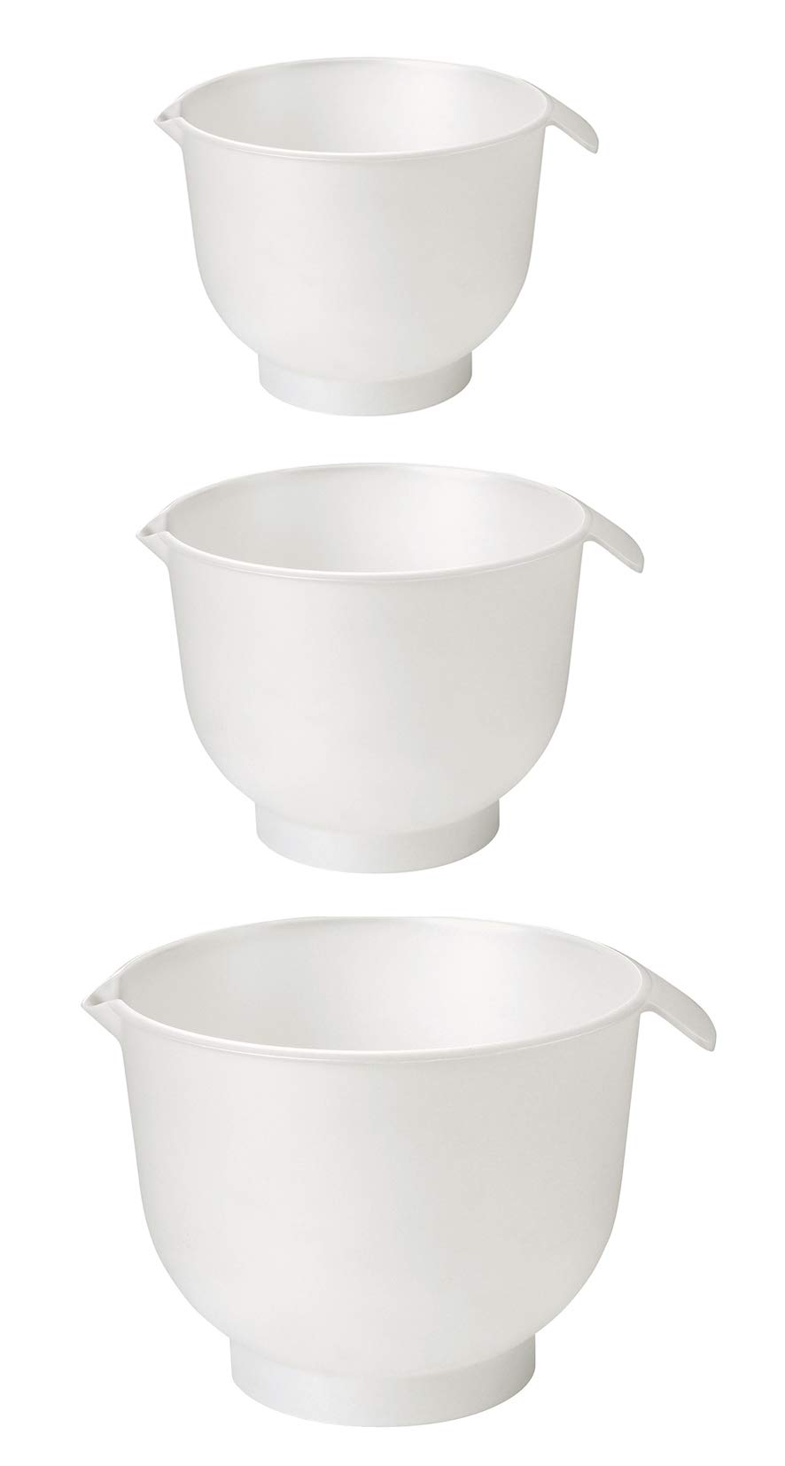 GASTROMAX - Set of 3 Mixing Bowls - 1,5l 2l 3l - White - Plastic
