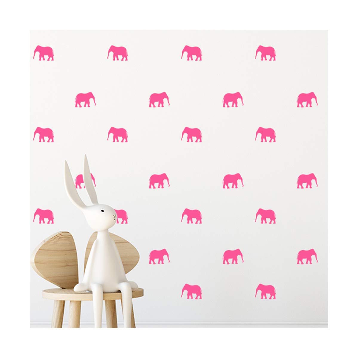 StickerDeen | Elephant Animal Shape Decoration Removable Wall Art Vinyl Decal Stickers | (Pack of 84) (Baby Pink)