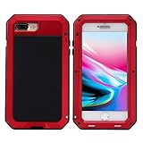 Mangix iPhone 8 Plus Case,iPhone 7 Plus Case,Built-in Glass Metal Extreme Shockproof Heavy Duty Cover Shell Case Full Body Protection for Apple iPhone 8 Plus/7 Plus (Red)