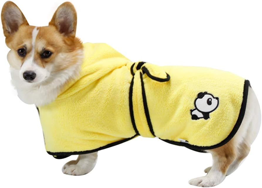 BT Bear Dog Bathrobe,Microfiber Pet Bath Towels Water-absorption Pet Bathrobe Quick Drying For Large Dogs (XL: back length 75cm)