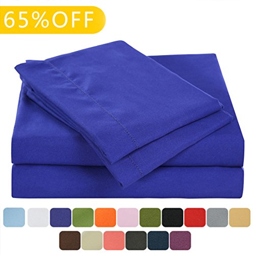 Balichun Bed Sheets Set Hotel Luxury Platinum Collection 1800 Series Bedding Sheet Set Deep Pockets Wrinkle & Fade Resistant Hypoallergenic-4 Pcs(Queen, Royal Blue)