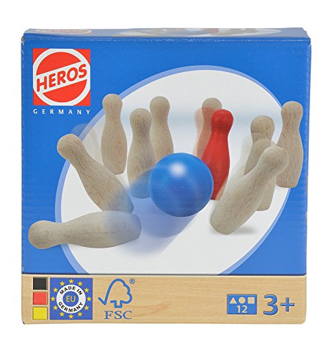 HEROS 100072302 - Bowling Spiel, bunt - Mitbringspiel aus Holz ab 3 Jahren - Reisespiel für unterwegs - 12-teilig - Made in Germany – Bild 5