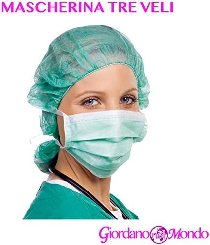Professional 3-Ply Disposable Surgical Masks, 50 Pieces, Aesthetics / Medical, Green