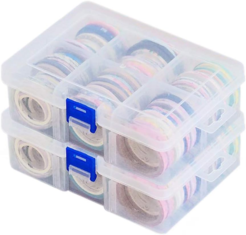 Washi Tape Box Organizer Storage Divider Closet Container with 6 Adjustable Compartments, Masking Tape Desktop Tape DIY Sticker Roll Tape Holder Storage
