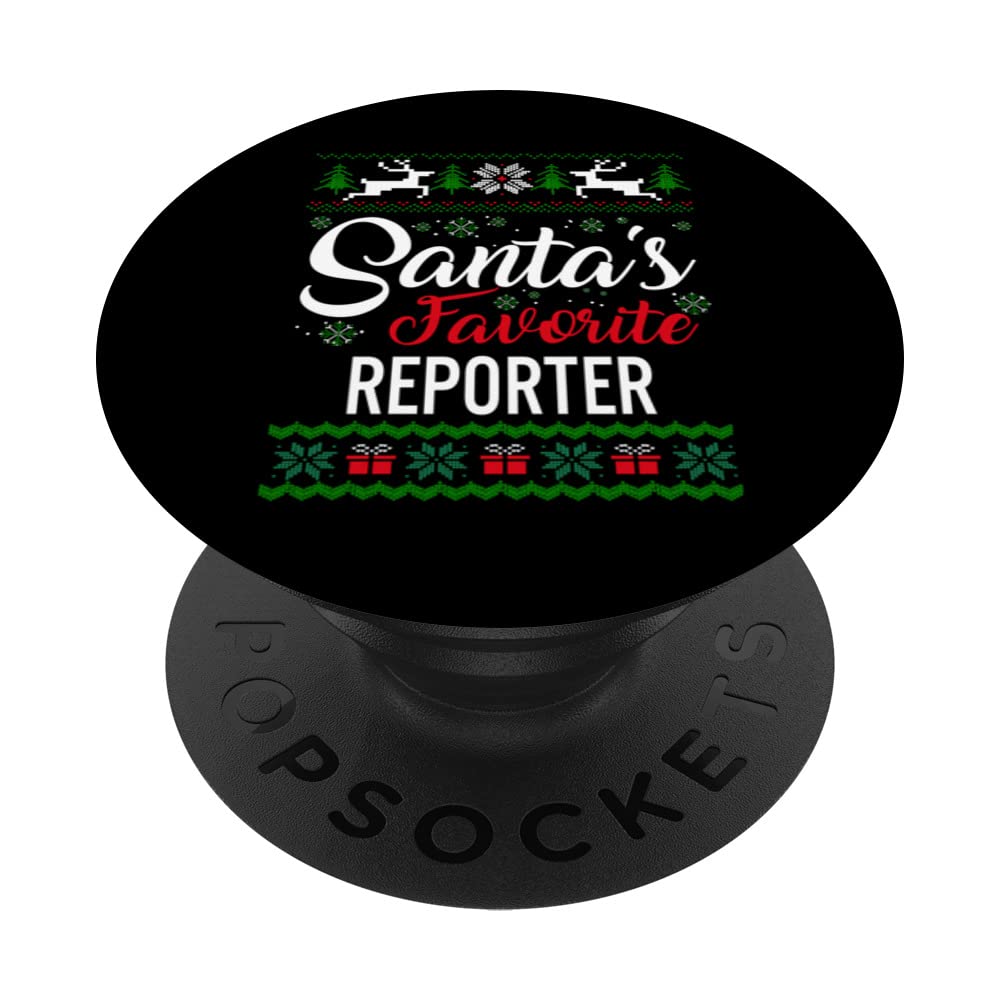 Santa's Favorite Reporter Christmas Ugly Sweater family matc PopSockets Swappable PopGrip