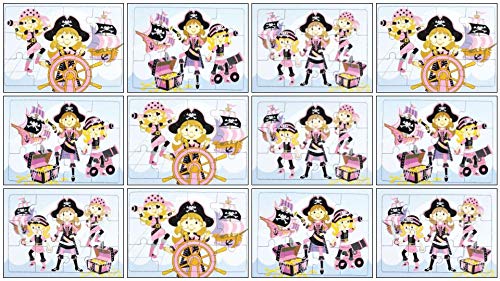12 x Pink Pirate Jigsaw Puzzles