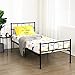 GreenForest Twin Bed Frame Platform with Headboard and Stable Metal Slats Mattress Base Boxspring Replacement, Black