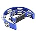 Half Moon Musical Tambourine (Blue) Double Row Metal Jingles Hand Held Percussion Drum with Ergonomic Handle Grip