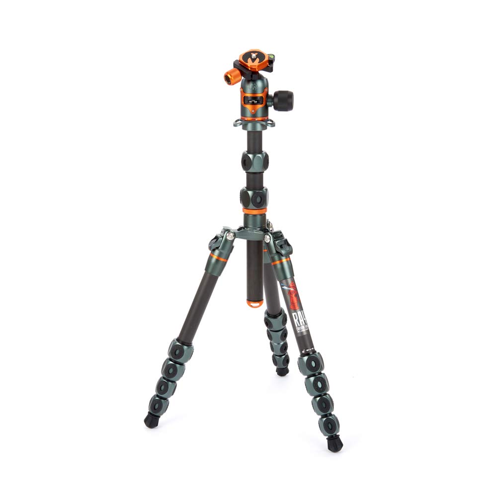 3 Legged Thing Legends Ray Kit Carbon Fibre Tripod - Travel-Friendly, Adjustable Camera Tripod with 3 Detachable Legs and Multiple Mounting Points (RAYKITGREY)