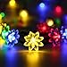 Qedertek Solar String Lights Flower, 19ft 30 LED Waterproof Garden Decoration Lighting for Indoor/Outdoor, Patio, Lawn, Garden, Christmas, and Holiday Festivals (Multi Color)