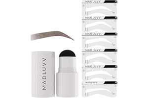 MADLUVV Eyebrow Stencil Kit - Easy-to-Use, Natural Look, 6 Popular Shapes, Used by Professionals - Includes Stamp, Stencils, Spoolie, and Travel Bag (Brunette)