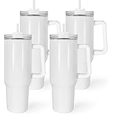AGH 40 oz Sublimation Tumblers with Handle 4 Pack Stainless Steel Insulated Tumblers Blanks Water Bottle Travel Cups