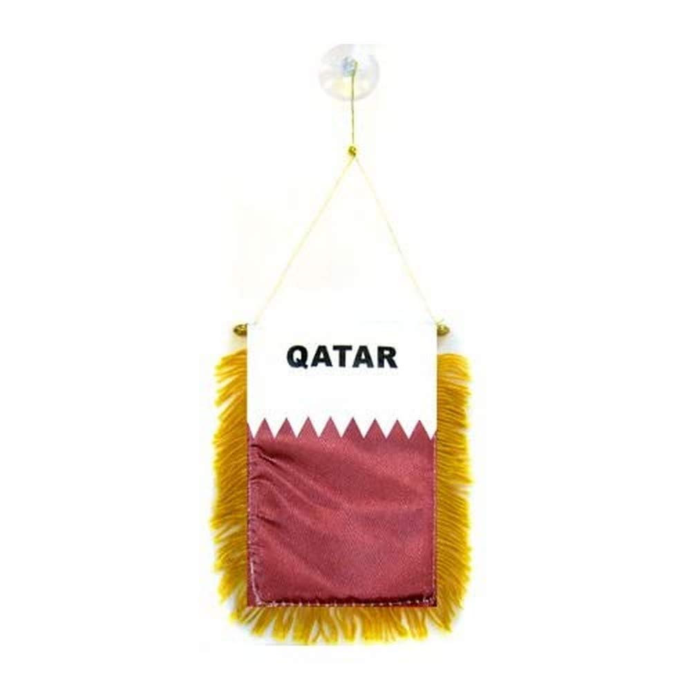 AZ FLAG - Qatar Mini Banner - 6'' x 4'' - 100% Polyester Qatari Small Pennant for Car - Double-sided Flag with Suction Cup Hanger — image 1
