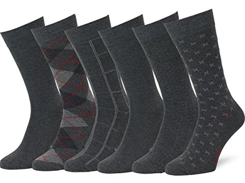 Easton MarloweMens Dress Socks 6 Pair Combed Cotton Classic Patterns No Seam Comfort