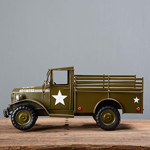MQW Retro Iron Art Collection of Military Vehicles Model Ornaments Home Crafts Creative Photography Props 45 18 20cm Delicate and Beautiful