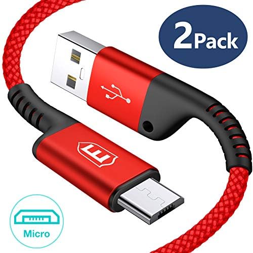 Micro USB Cable Android, Eakase (2Pack 6.6ft) Micro USB Nylon Braided Fast Sync and Charging Cord for Samsung, Kindle, LG, HTC, PS4, Camera, Galaxy S7 S6 Edge, Note 5, Smartphones & More -Red