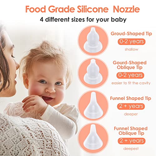 Pudult Electric Nasal Aspirator For Babies – 5 Suction Levels, 3 Silicone Tips, Soothing Music & Light, Waterproof