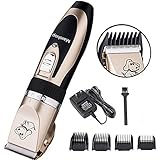 Maxshop Low Noise Rechargeable Cordless Pet Dogs and Cats Electric Clippers Grooming Trimming Kit Set (Gold+Black)