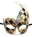 Coolwife Men's Masquerade Mask Vintage Venetian Checkered Musical Party Mardi Gras Mask (C Gold/Black)