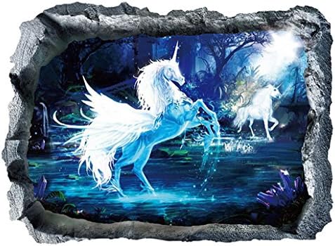 Plus Nao プラスナオ ウォールステッカー ウォールシール ユニコーン 国内即発送 一角獣 幻想的 立体的 動物 絵画風 だまし絵 綺麗 トリックアート 3d